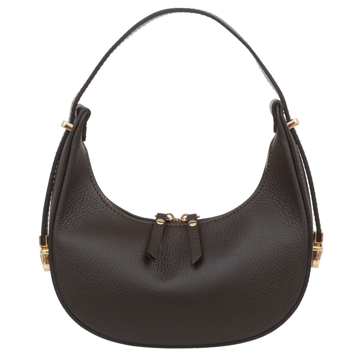 Mała Torebka Damska Skórzana Kaletnik Mezzaluna Choco