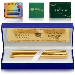 ZŁOTE PIÓRO WIECZNE+DŁUGOPIS WATERMAN OIRYGINALNY ZESTAW PREZENTOWY+GRAWER - Zestawy piśmiennicze - miniaturka - grafika 1
