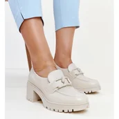 Półbuty damskie - Beżowe półbuty ze skórzaną wkładką Vinceza beżowy - miniaturka - grafika 1