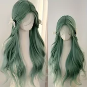 Pozostałe akcesoria fryzjerskie - TEMU 24-calowa długa, żywa zielona peruka cosplay z kapą w kształcie róży - regulowana, odporna na ciepło, idealna do anime, występów na scenie i - miniaturka - grafika 1