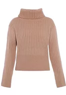 Swetry damskie - Blonda Damski sweter z golfem z długimi rękawami akryl beżowy rozmiar XL/XXL, beżowy, XL - miniaturka - grafika 1