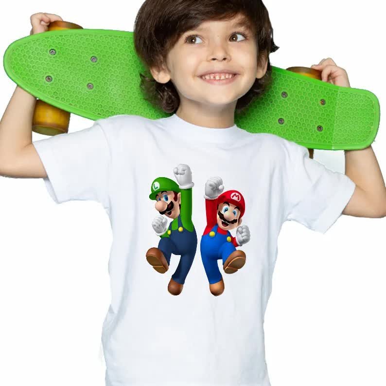 Koszulka Dziecięca Biała SUPER MARIO Luigi Wz 134