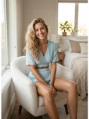 Piżamy damskie - Passion Belluvia - Piżama dwuczęściowa, Baby blue Wariant/Rozmiar: S DOSTAWA 24h GWRANCJA - miniaturka - grafika 1