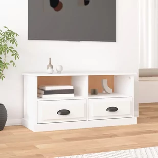 vidaXL Szafka pod TV, biała, 93x35,5x45 cm, materiał drewnopochodny - Szafki RTV - miniaturka - grafika 1