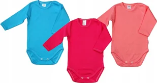 BODY długi rękaw 3PAK Turkus/Amarant/RÓŻ r 80 KLEKLE - Body dla niemowląt - miniaturka - grafika 1