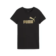 Koszulki sportowe damskie - Damska koszulka z logo NO. 1 ESS METALLIC PUMA Black Metallic Gold - miniaturka - grafika 1