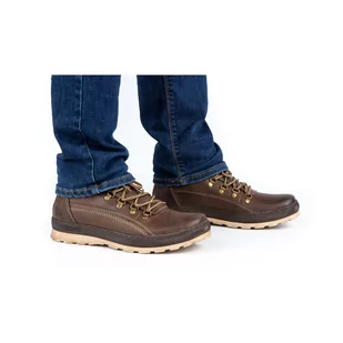 Buty męskie ocieplane skórzane 378MA brązowe - Buty Olivier - Buty trekkingowe męskie - miniaturka - grafika 1