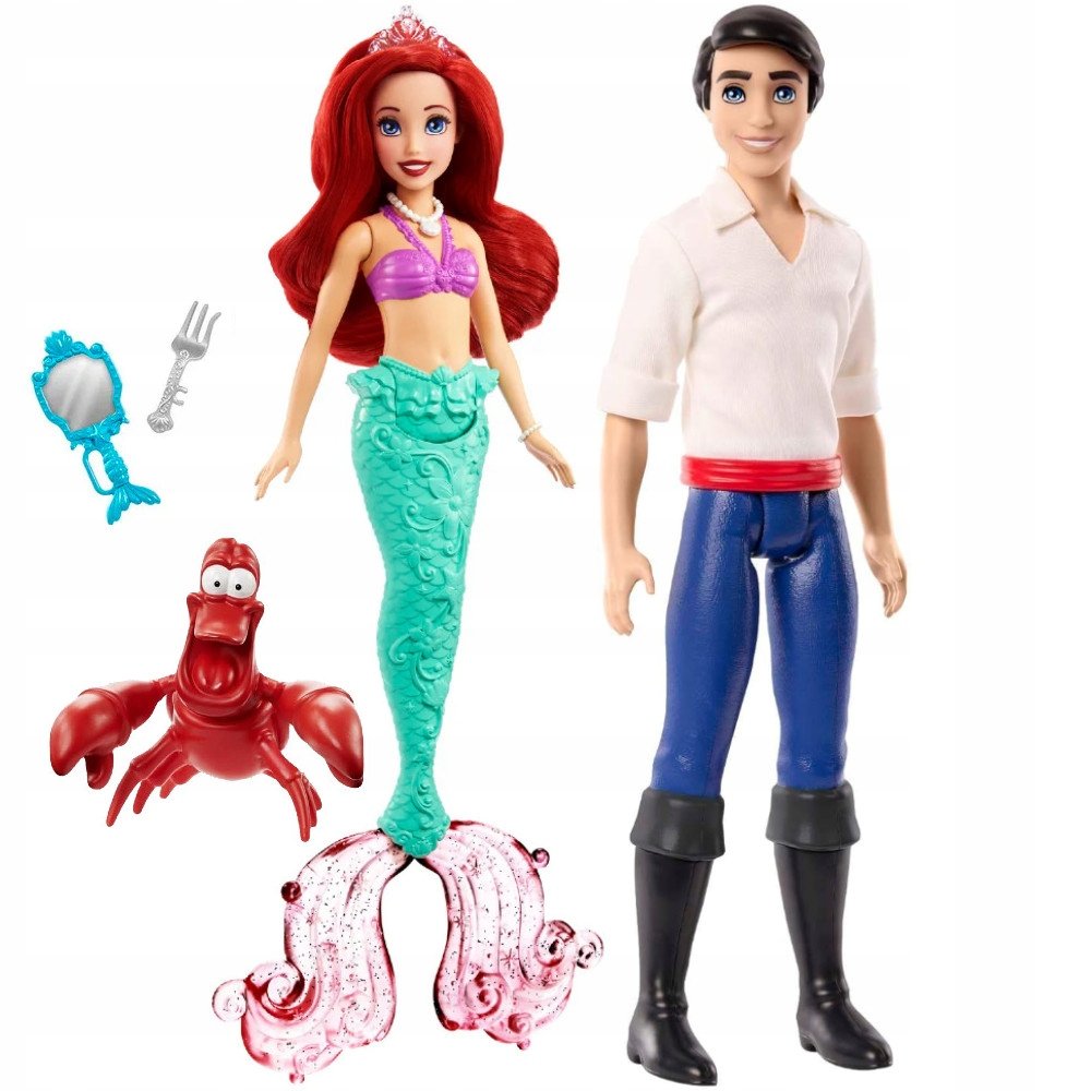 Lalka Disney Princess Syrenka Arielka Krab Sebastian Książę Eryk Eric