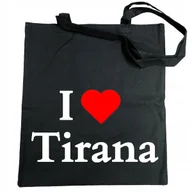 Torby i wózki na zakupy - Torba na zakupy nadruk I Love Tirana Kocham Tirane Albania Prezent - miniaturka - grafika 1