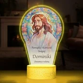 Pamiątka Pierwszej Komunii Świętej - Lampka LED L z nadrukiem na szkle akrylowym dla dziewczynki na komunię - miniaturka - grafika 1