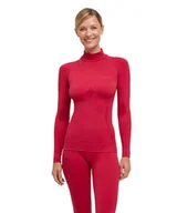 Koszulki i topy damskie - FALKE Damska koszulka bazowa Maximum Warm High Neck W L/S SH materiał funkcyjny szybkoschnący, 1 sztuka, różowa (Red 8644), XL - miniaturka - grafika 1