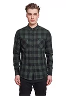 Koszule męskie - Urban Classics Męska koszula flanelowa w kratkę, z długim rękawem, górna część dla mężczyzn z kieszeniami na piersi, dostępna w wielu wariantach kolorystycznych, rozmiary XS-5XL, Blk/Forest, 5XL - miniaturka - grafika 1