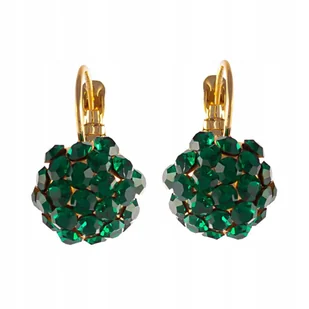 KOLCZYKI Z KRYSZTAŁKAMI PRECIOSA (P8126AU-EMERALD) - Kokony niemowlęce - miniaturka - grafika 1