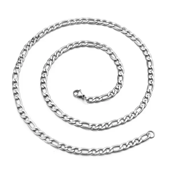 Łańcuszek Męski Srebrny Splot Figaro ze stali 316L 9.5 mm 70 cm