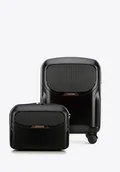 Walizki - Walizka kabinowa i kosmetyczka z polikarbonu czarne - miniaturka - grafika 1