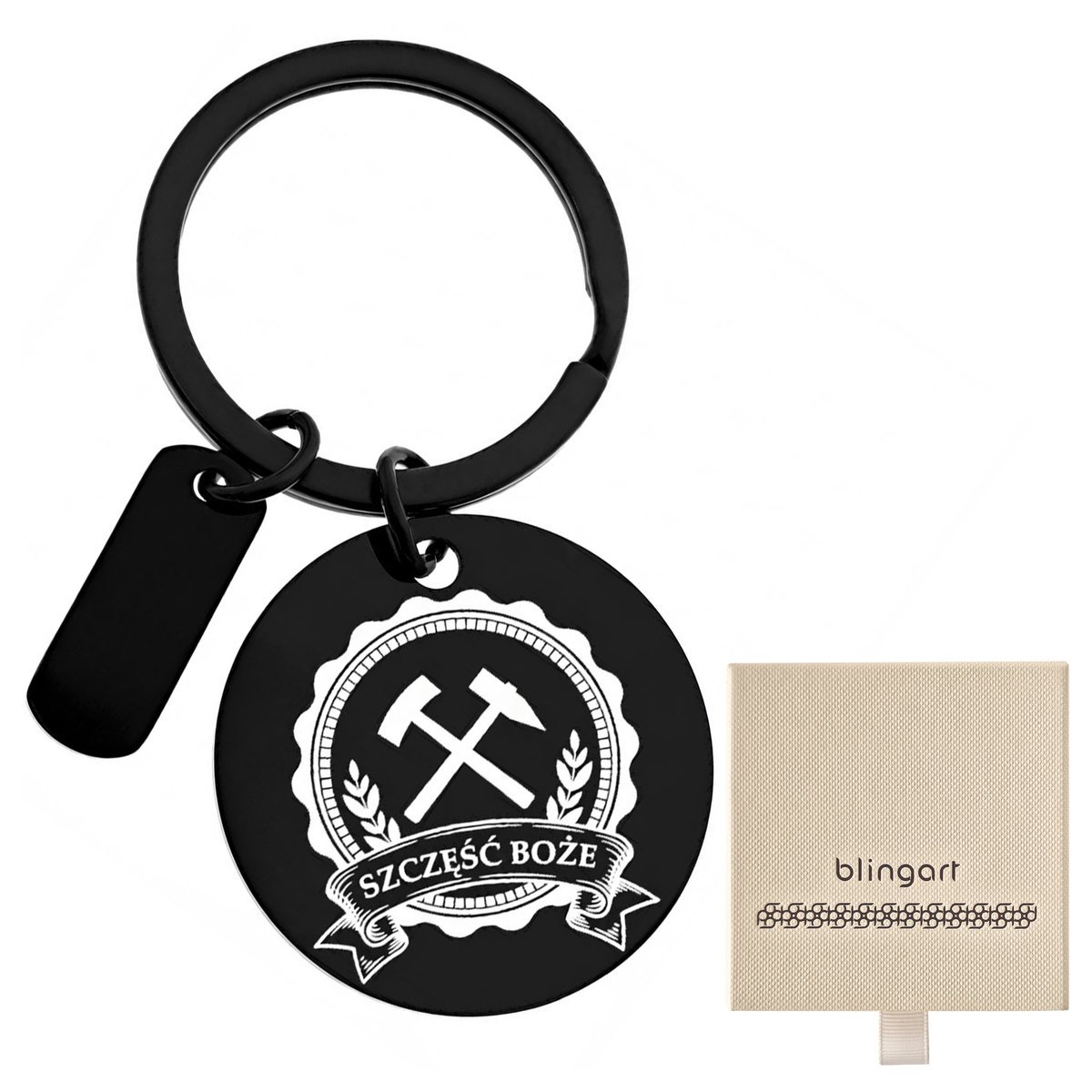 Brelok do kluczy zawieszka GRAWER czarny STAL 316L