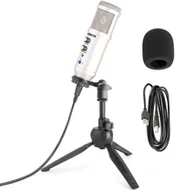 Mikrofony komputerowe - Vonyx CM320S Mikrofon studyjny USB ze statywem stołowym - tytanowy one size - miniaturka - grafika 1