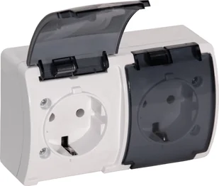 Orno Gniazdo podwójne 2x2P+Z Schuko AQUATIC, IP44, białe dymione, 10 szt. - Gniazdka elektryczne - miniaturka - grafika 1