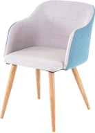 Krzesła - Krzesło do jadalni HWC-D71, krzesło kuchenne, design retro, podłokietniki tkanina/tkanina ~ jasnoszaro-turkusowy - miniaturka - grafika 1