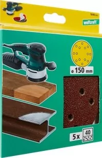 Wolfcraft Krążki ścierne samoprzyczepne korund śr. 150 mm granulacja 40 (5szt.) 1840000 - Materiały ścierne - miniaturka - grafika 1