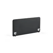 Artykuły do ekspozycji w sklepie - Ścianka biurkowa ZONE, białe uchwyty, 1400x650x36 mm, tkanina Hush, ciemnoszary - miniaturka - grafika 1