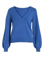 Koszulki i topy damskie - VIRIL REV dekolt w serek L/S Top – NOOS, lapis blue/szczegóły: ciemny melanż, L - miniaturka - grafika 1
