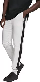 Spodnie męskie - Urban Classics Spodnie męskie Side Striped Crinkle Track Pants, biały (Wht/Blk 00224), L - grafika 1