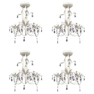 Lampy sufitowe - vidaXL Żyrandole z kryształkami, 4 szt., eleganckie, białe - miniaturka - grafika 1
