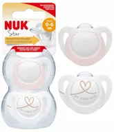 Smoczki uspokajające - Nuk Star Silikonowy Smoczek Uspokajający 0-6M 2Szt 7330713 Różowy - miniaturka - grafika 1