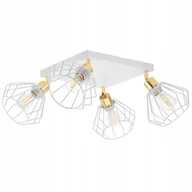 Lampy sufitowe - Lampa Wisząca Żyrandol Loft Druciany Biała Złota - miniaturka - grafika 1