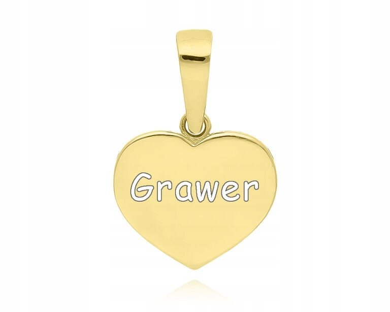 Złota zawieszka 585 serce gładkie + Grawer Damski wisiorek cyrkonie