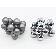 Bombki - Wiązka bombek szklanych na druciku 2,5 cm 12 sztuk grafitowy / srebrny - miniaturka - grafika 1