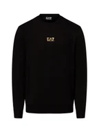 Bluzy męskie - EA7 Emporio Armani Bluza męska Mężczyźni Bawełna czarny jednolity, M - miniaturka - grafika 1