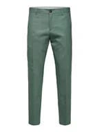 Spodenki męskie - SELETED HOMME Męskie spodnie dresowe Slhslim-Oasis Linen TRS Noos, jasnozielony (light green melange), 94 - miniaturka - grafika 1