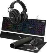 Zestawy myszka + klawiatura - Klawiatura PREYON Zestaw Adepta PREYON Klawiatura Long Claw Alpha PLCA104B + Mysz Owl Wired POW27B + Słuchawki Storm Fly II Czarne PSF253B + Podkładka Falcon Speed M PFS40 - miniaturka - grafika 1