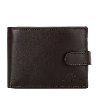 Portfel ze skóry z zapięciem na napę brązowy - Portfele Portfel ze skóry z zapięciem na napę brązowy - Portfele - miniaturka - grafika 1