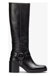 Unisa Skórzane kozaki w kolorze brązowym - Kozaki damskie - miniaturka - grafika 1