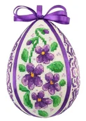 Pasmanteria - Haft krzyżykowy - Zestaw do haftu - Pisanka z fiołkami - miniaturka - grafika 1