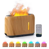Nawilżacze powietrza - Dyfuzor olejków eterycznych z efektem płomienia, ulepszony 7-kolorowy płomień, dyfuzor z pilotem, 3 timery, regulowane światło LED - miniaturka - grafika 1