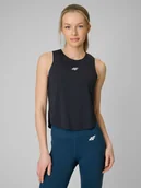 Koszulki sportowe damskie - 4F Top treningowy szybkoschnący damski - czarny XL - miniaturka - grafika 1