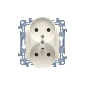 Gniazdka elektryczne - LEDart podwójne z uziemieniem kremowe CGZ2M.01/41 Kontakt Simon10 - miniaturka - grafika 1
