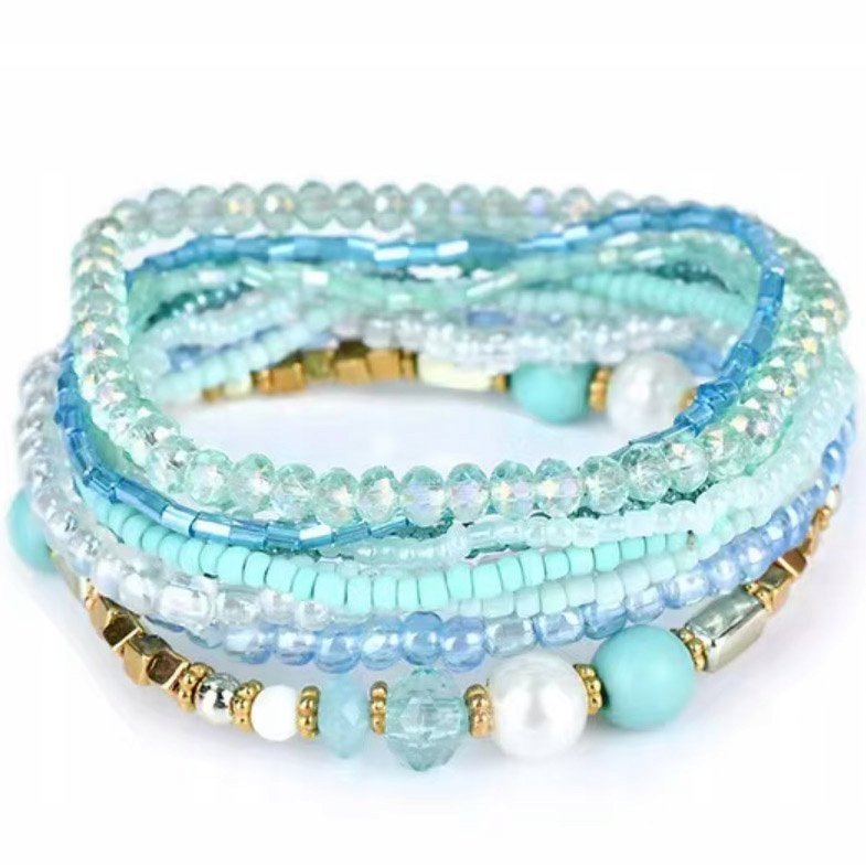 Morska Bransoletka Zestaw 10 Bransoletek Elastyczne Długość Stal Szlachetna