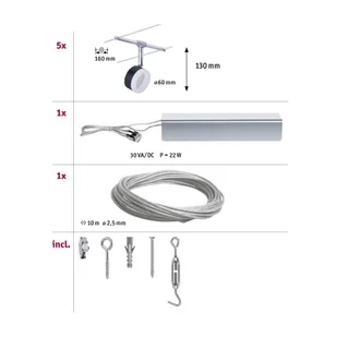 Paulmann Wire ClearLED system linkowy 5 m chrom - Lampy pozostałe - miniaturka - grafika 2
