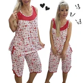 Piżamy damskie - UROCZA KOKARDKA LETNI KOMPLET DO SPANIA piżama bawełna motyl 46 48 3XL 4XL - miniaturka - grafika 1