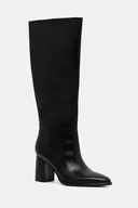 Kozaki damskie - Guess kozaki skórzane PERINNA damskie kolor czarny na słupku FLFPER LEA11 - miniaturka - grafika 1