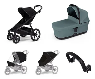 Wózek miejski Thule Urban Glide 4-wheel Black + Bassinet Mid blue SET 5in1 - Wózki dziecięce - miniaturka - grafika 1