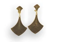 Kolczyki - Klipsy do uszu wiszące długie złote - miniaturka - grafika 1