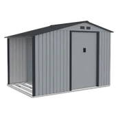 Altany ogrodowe - Domek ogrodowy MADISON 278x191cm Light Grey, z drewutnią, przesuwanymi drzwiami i wentylacją, funkcjonalny magazyn na drewno i narzędzia Hardmaister - miniaturka - grafika 1