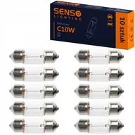 Żarówki samochodowe - ŻARÓWKA SENSO C10W 12V 10W 31mm SV8.5 Rurka Rurkowa x10sztuk - miniaturka - grafika 1