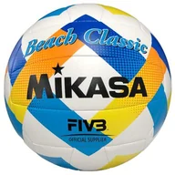 Siatkówka - Piłka siatkowa plażowa Mikasa Beach Classic biało-niebiesko-żółta BV543C-VXA-Y - miniaturka - grafika 1